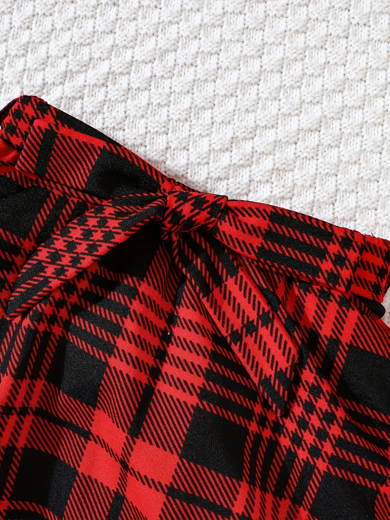 Girls 2pc Elegant Flare Long Sleeve Pullover   Plaid Skirt With Bow Belt Set Kids Clothes Spring Fall Christmas Gift Outdoor Wear