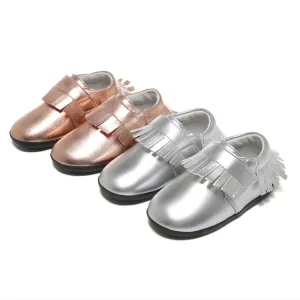 Girl‚Äôs Leather Loafers Shoes w Fringe Magic Tape - SQ1176