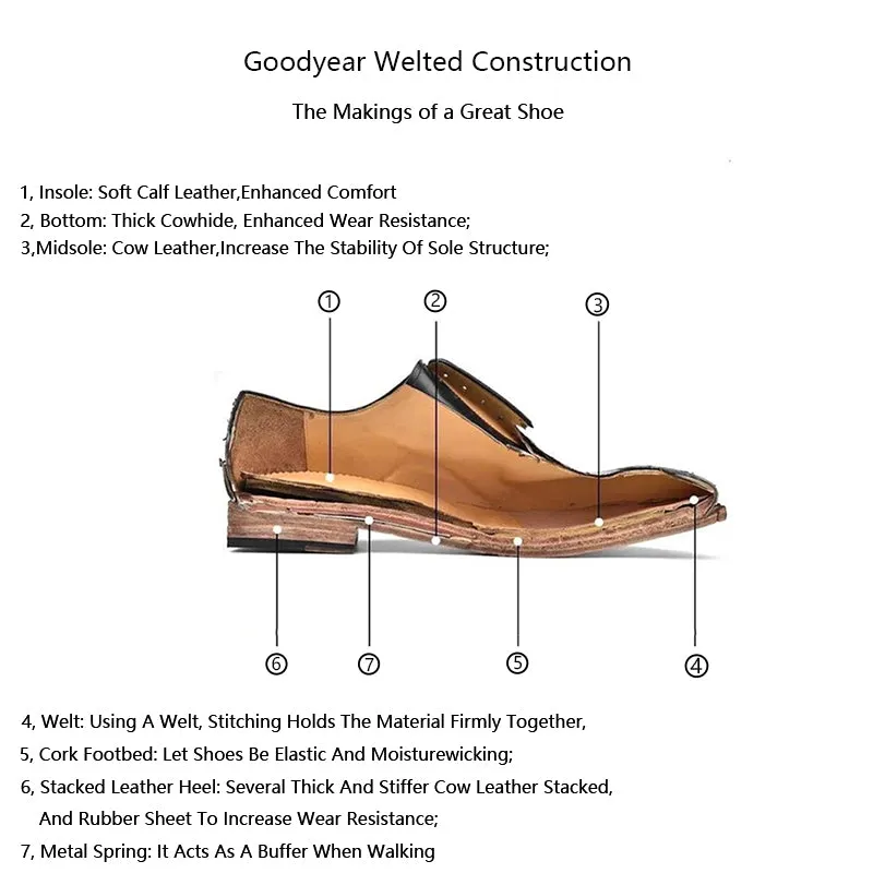 Goodyear Horse Leather Derby Shoes For Women Retro Lace Up Block Oxfords Leather Sole in Black/Brown