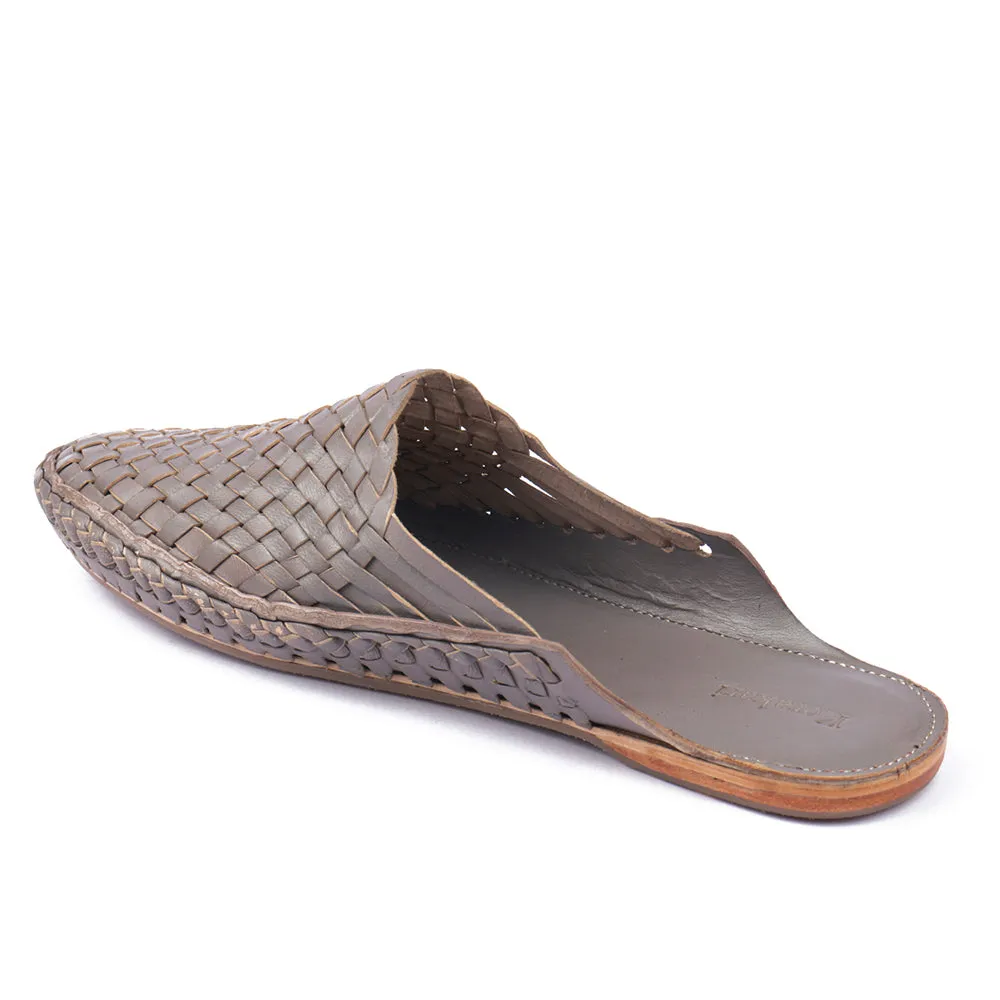 Grey Handstitched Leather Kolhapuri Men Shoes