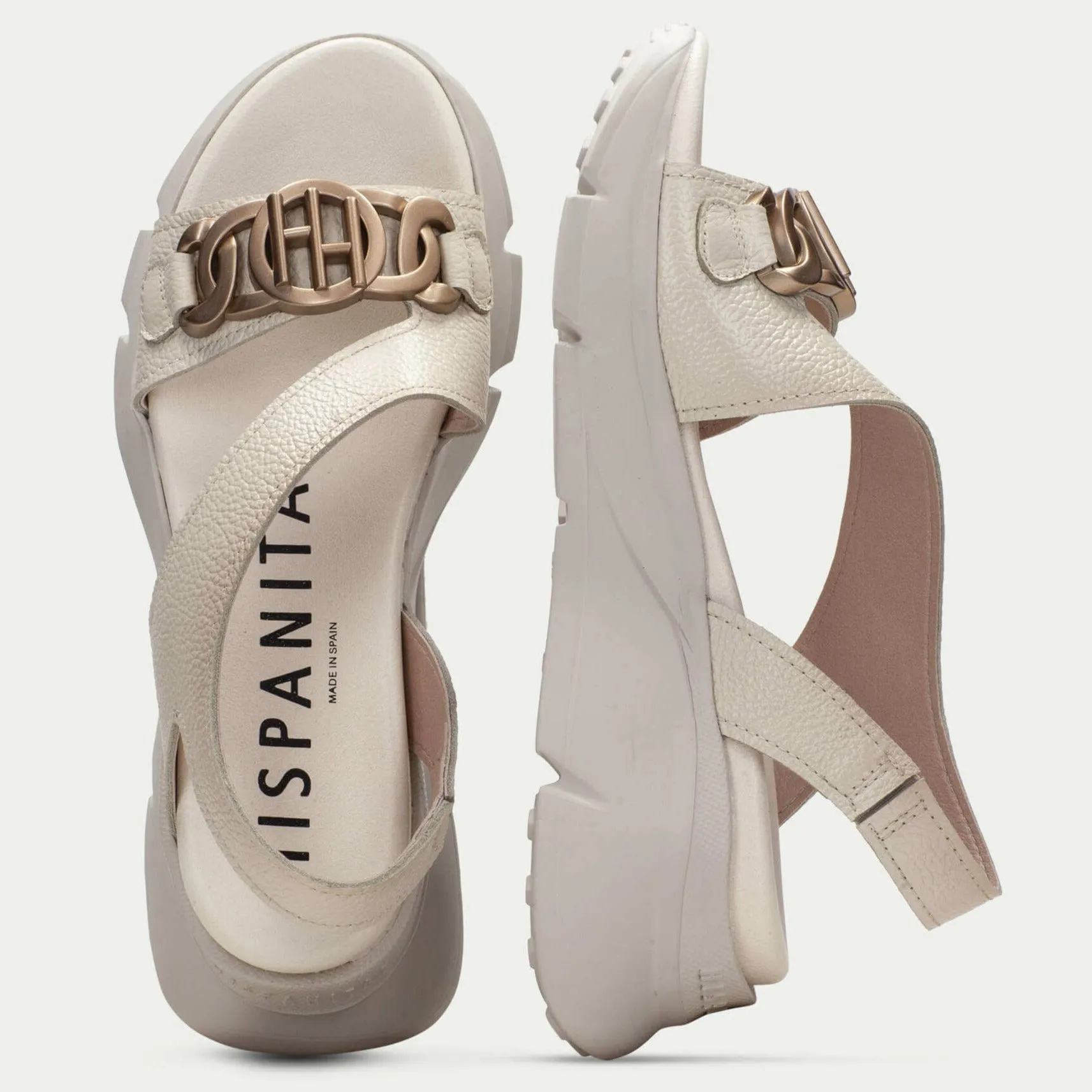 Hispanitas Off White Leather Sporty Sandals