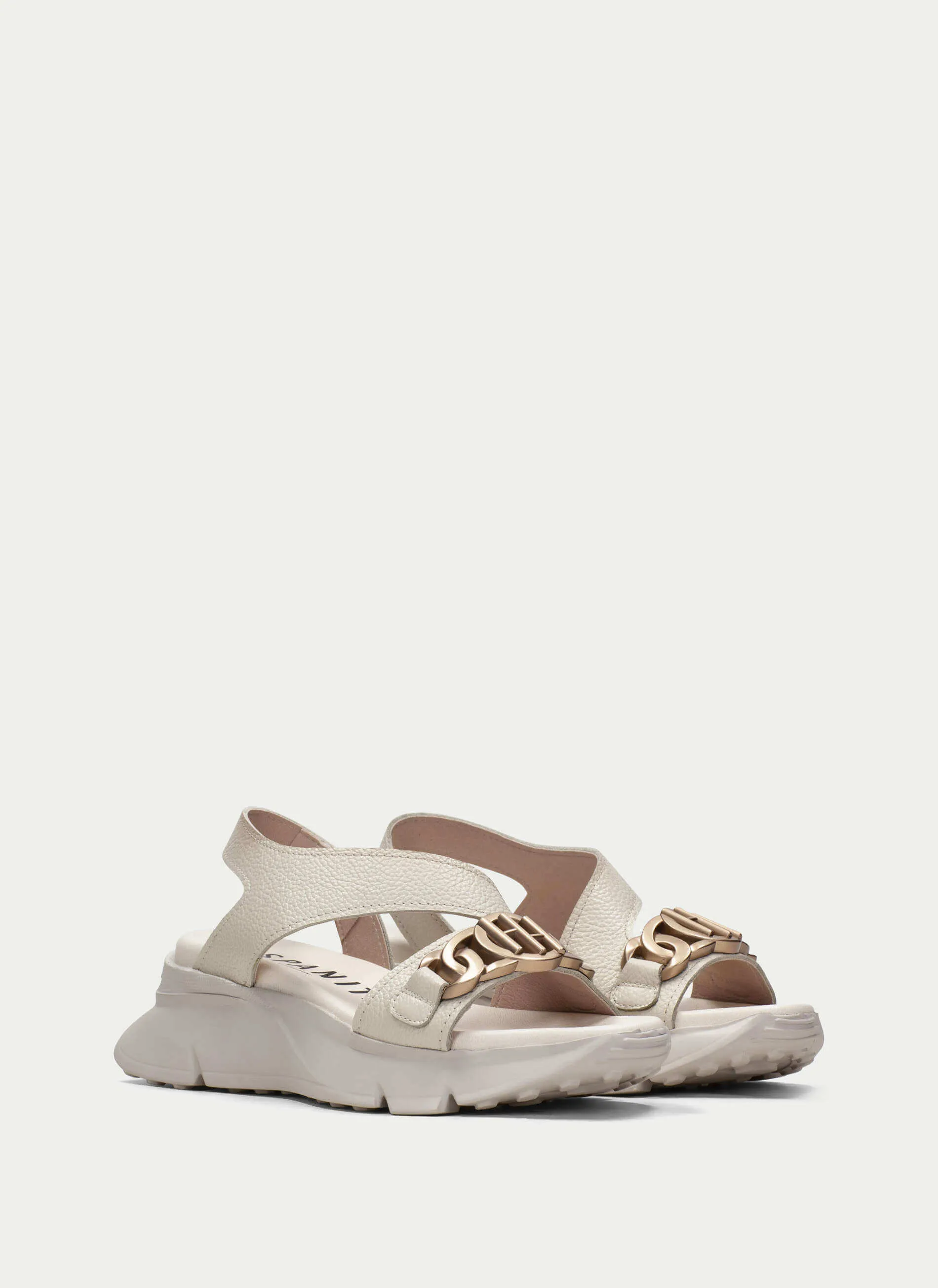 Hispanitas Off White Leather Sporty Sandals