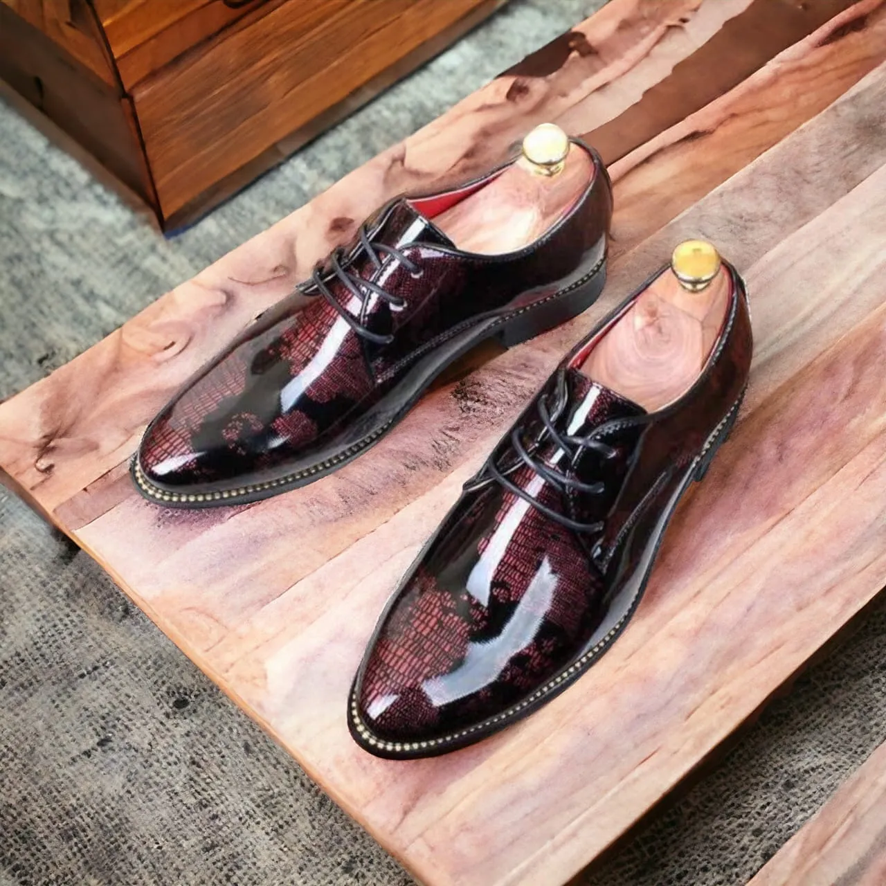 Jack Marc Men Fashion World Map Lace up Shoes