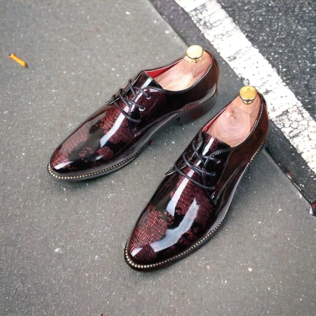 Jack Marc Men Fashion World Map Lace up Shoes