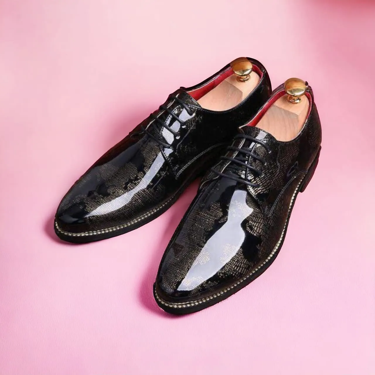 Jack Marc Men Fashion World Map Lace up Shoes