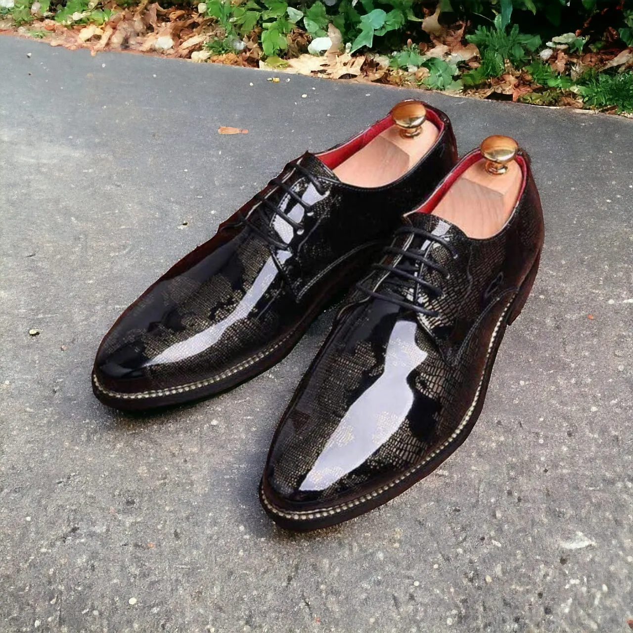 Jack Marc Men Fashion World Map Lace up Shoes