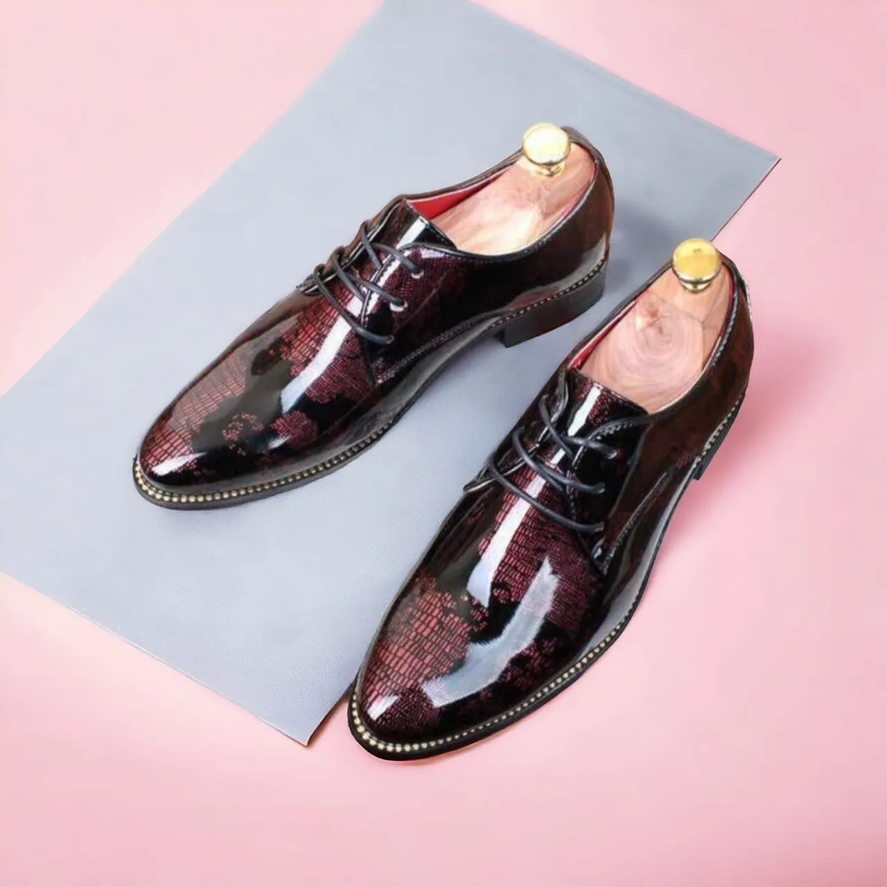 Jack Marc Men Fashion World Map Lace up Shoes
