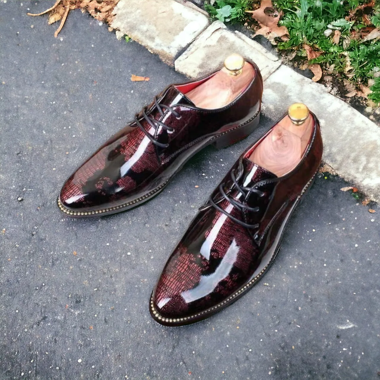 Jack Marc Men Fashion World Map Lace up Shoes
