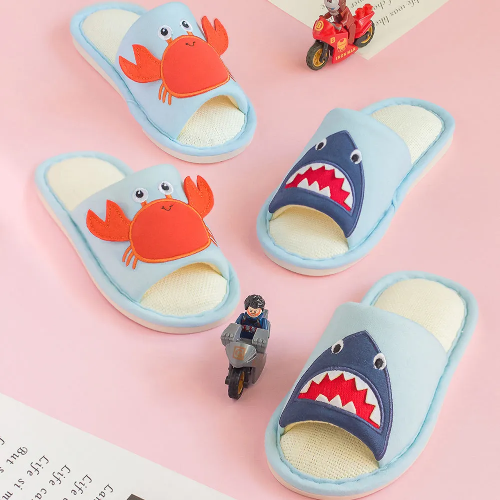 Kids Boys Girls Open Toe Cartoon Animals Indoor House Slippers Memory Foam Slip On Home Shoes