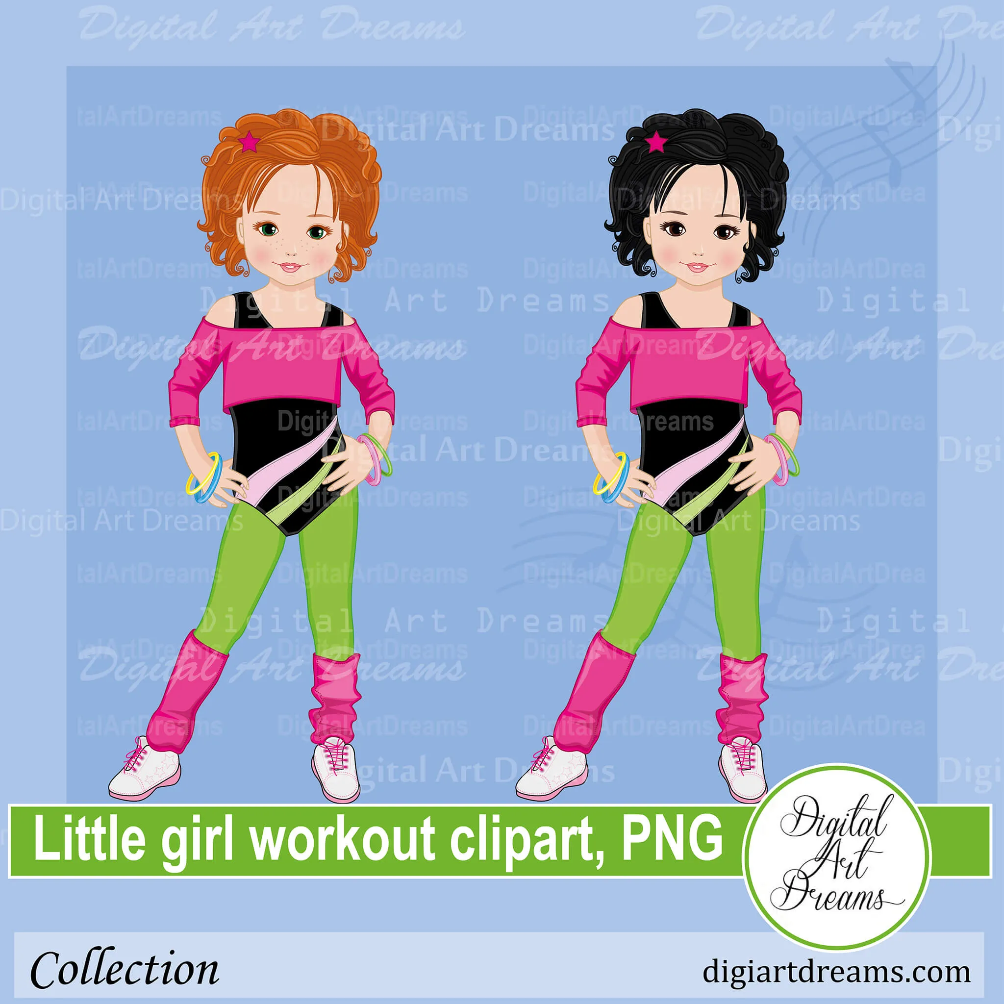 Little Girl Workout Clipart