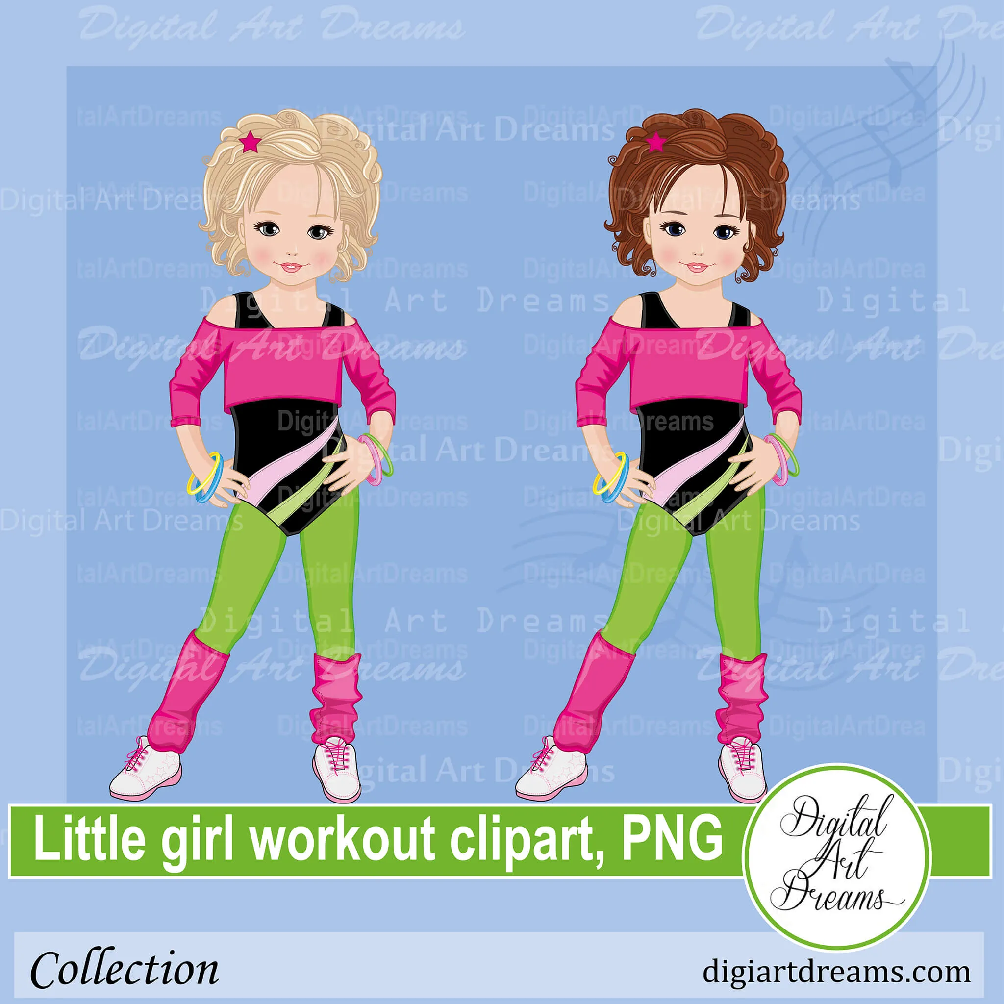 Little Girl Workout Clipart