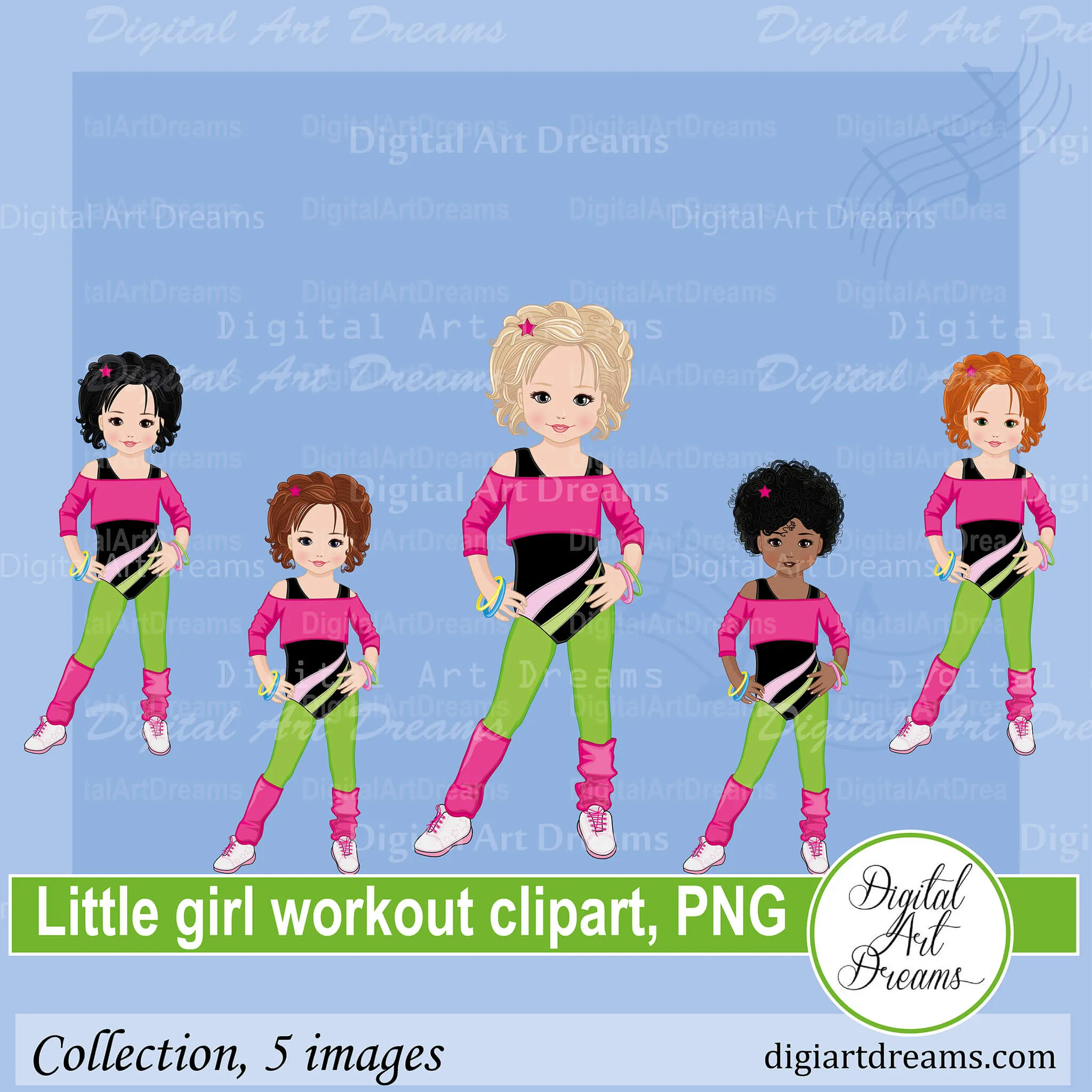 Little Girl Workout Clipart