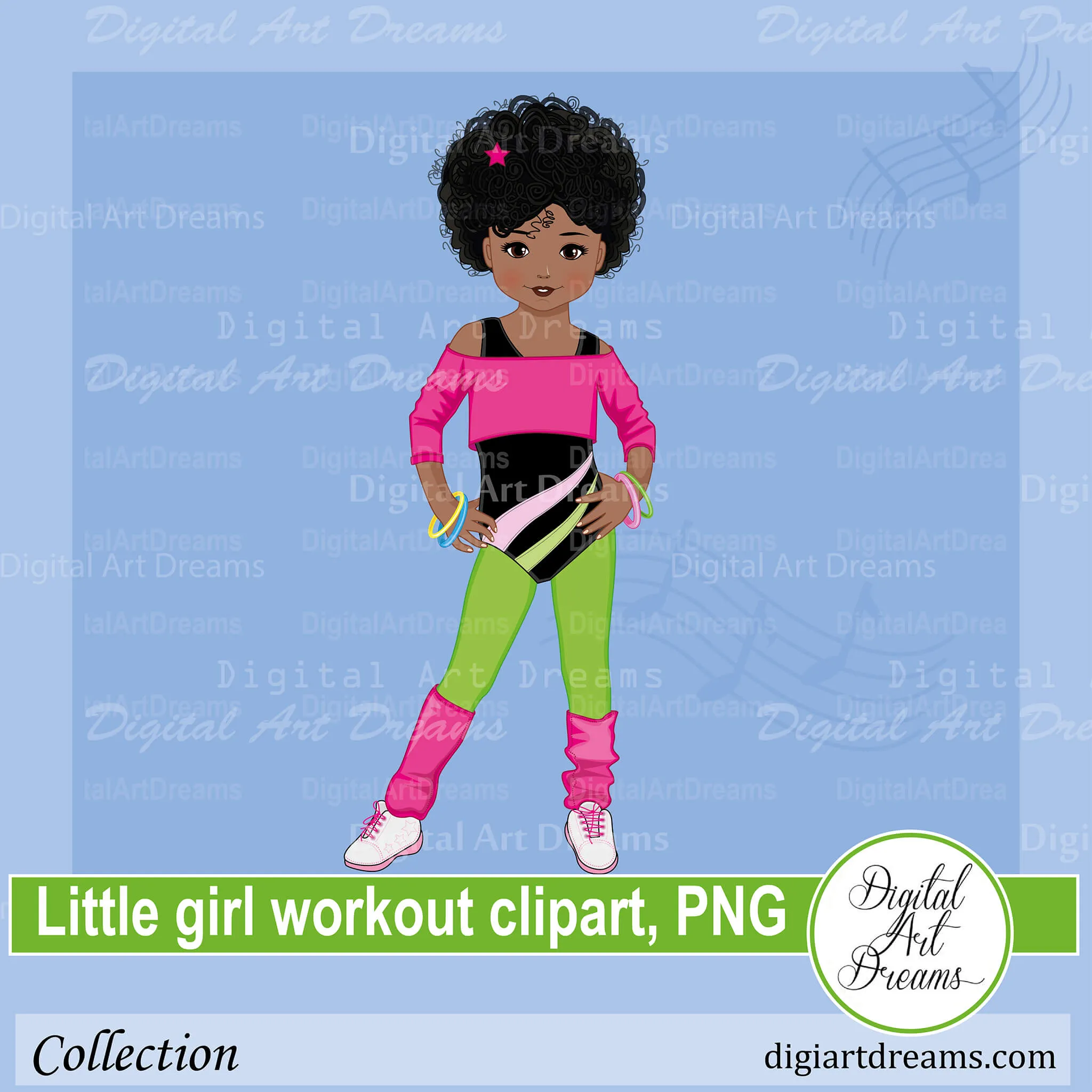 Little Girl Workout Clipart