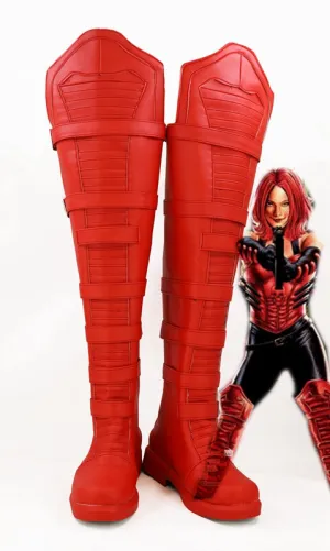 Marvel Captain America Marvel V5 Red Cosplay Shoes Boots Custom Made for Adult Men and Women