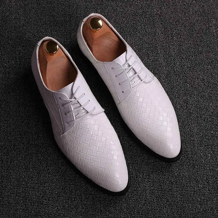 Men's Casual Crocodile Leather Dress Shoes with Pointed Strips
