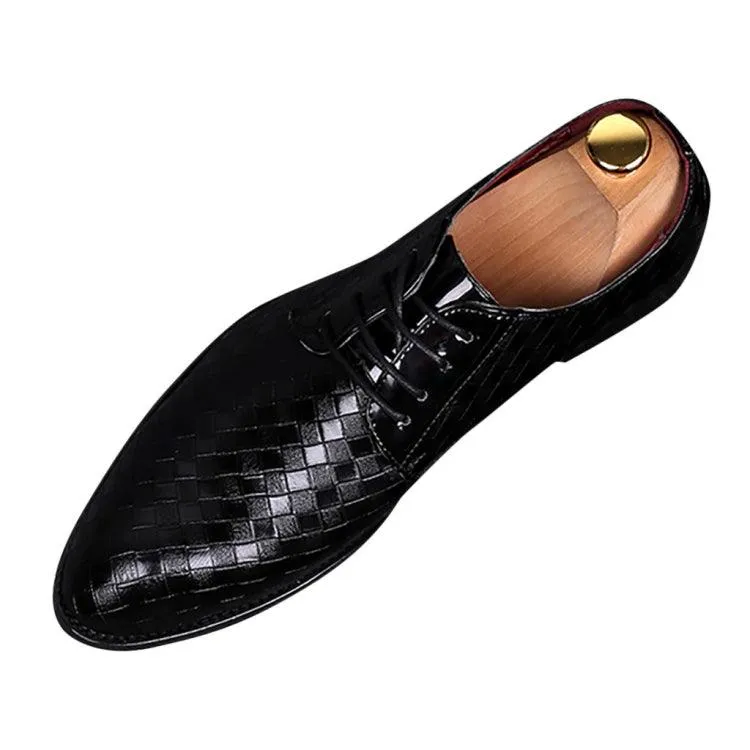 Men's Casual Crocodile Leather Dress Shoes with Pointed Strips