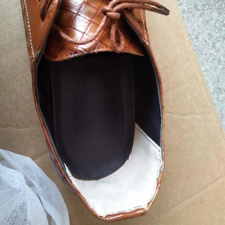 Men's Casual Crocodile Leather Dress Shoes with Pointed Strips