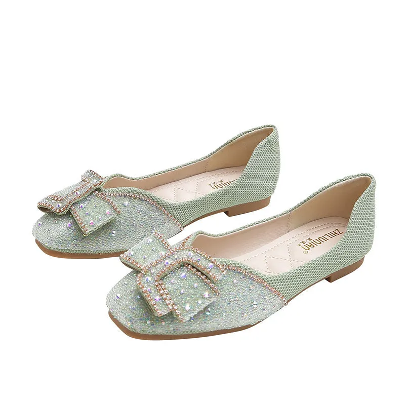 Nanccy Women's Rhinestone Flats Fashion Sequin Wedding Shoes