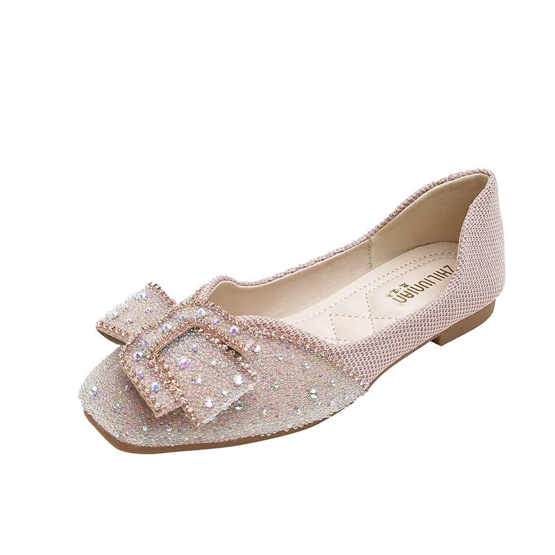 Nanccy Women's Rhinestone Flats Fashion Sequin Wedding Shoes