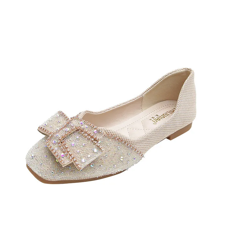 Nanccy Women's Rhinestone Flats Fashion Sequin Wedding Shoes