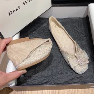 Nanccy Women's Rhinestone Flats Fashion Sequin Wedding Shoes