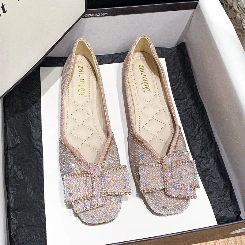 Nanccy Women's Rhinestone Flats Fashion Sequin Wedding Shoes