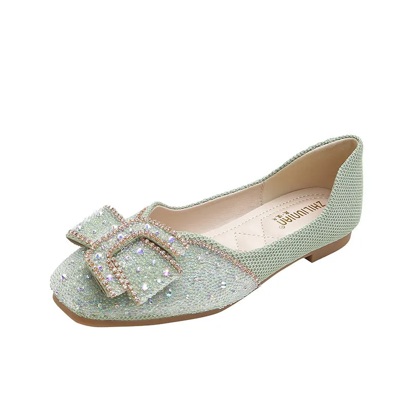 Nanccy Women's Rhinestone Flats Fashion Sequin Wedding Shoes