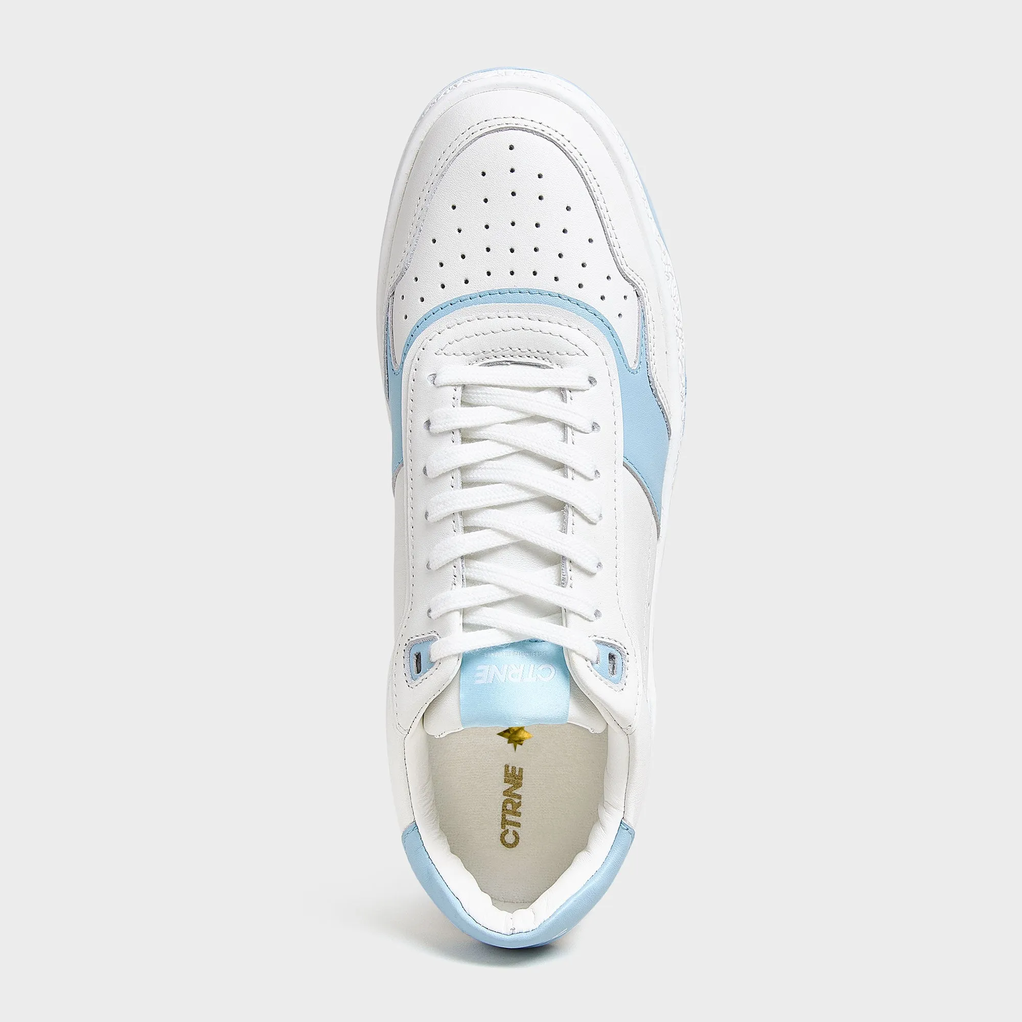 Orgonite Manifest Sneaker in White/Pale Blue/Leather