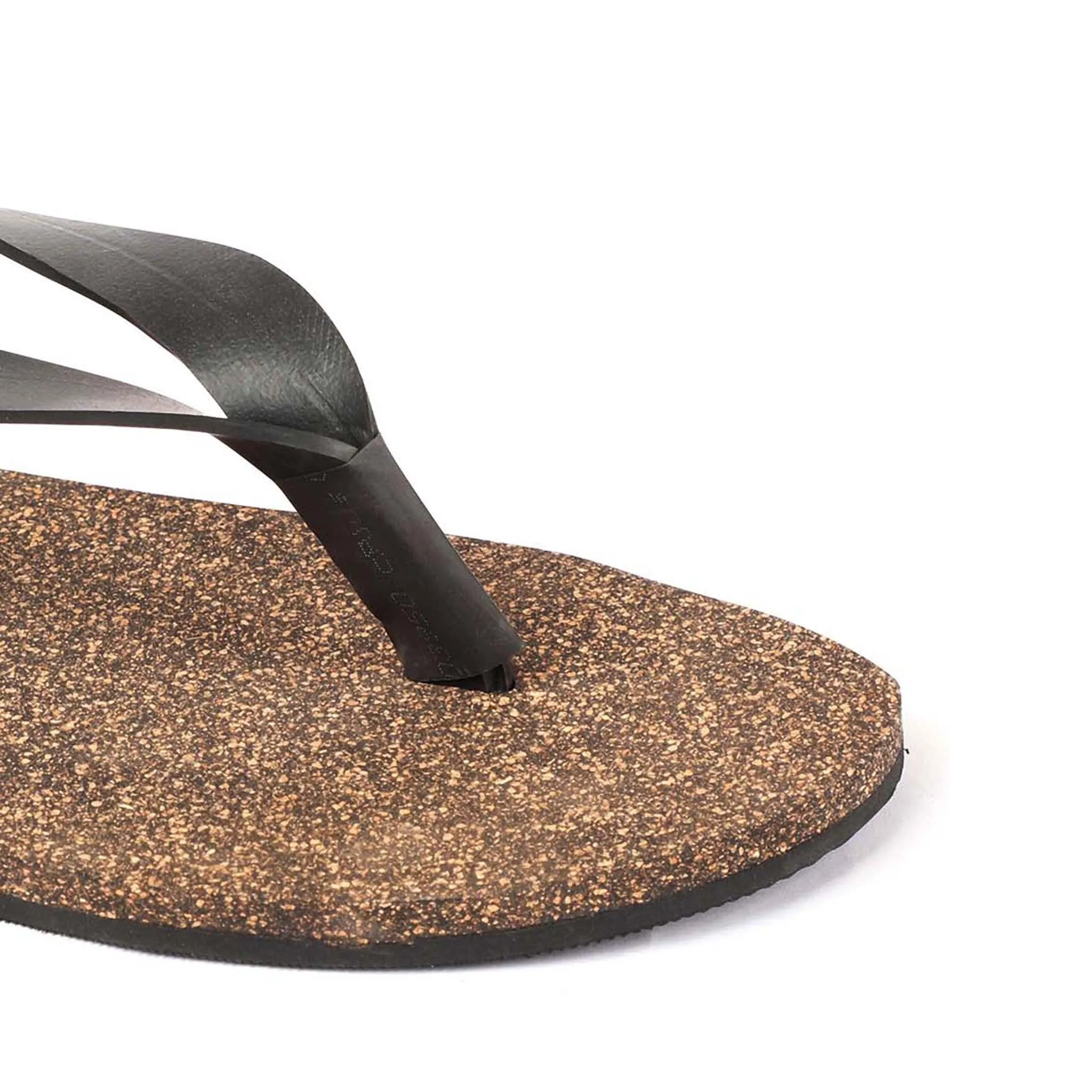 Paaduks Omi Thong-Strap Cork Sandals for Men (Black)