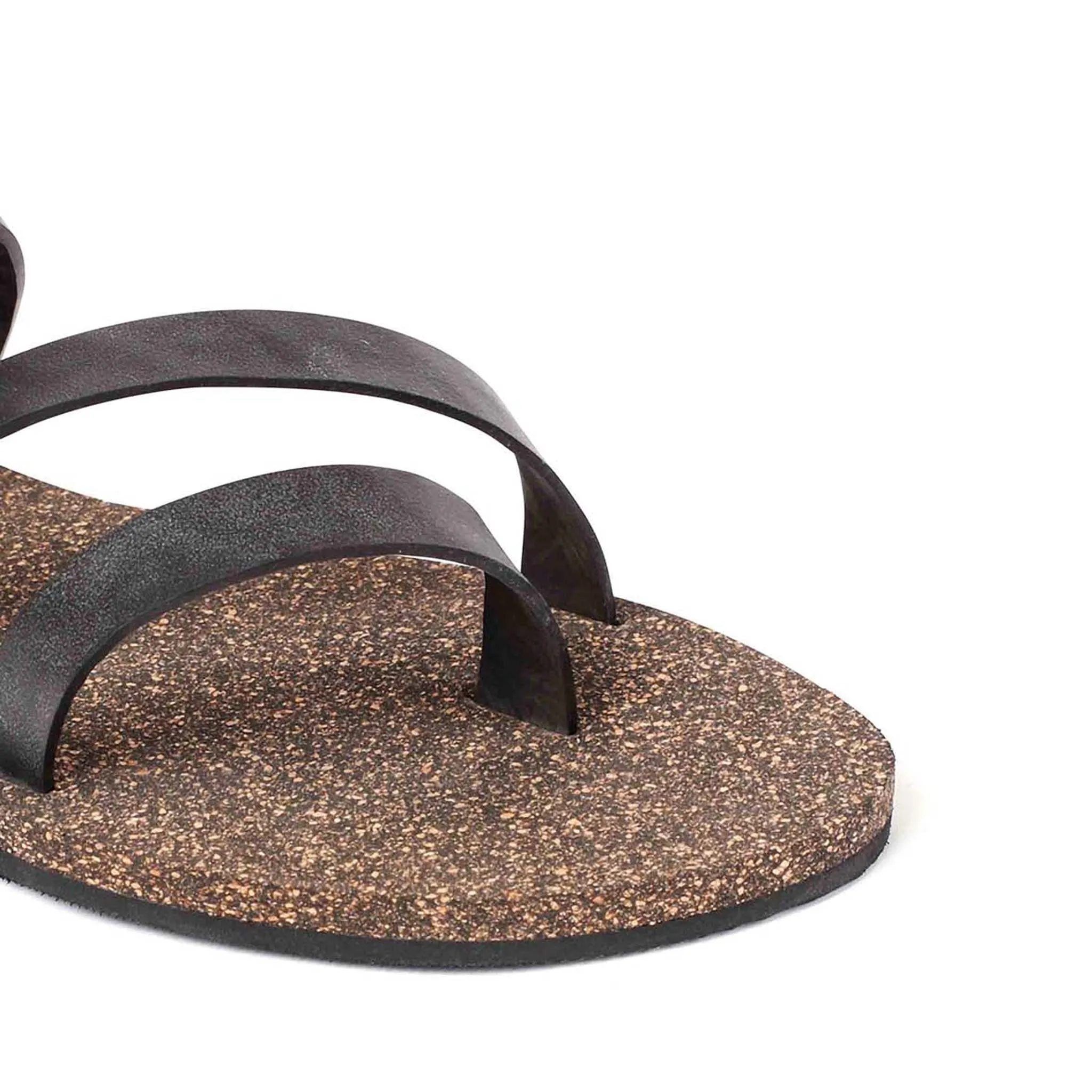 Paaduks Zee Slingback Cork Sandals for Women (Black)
