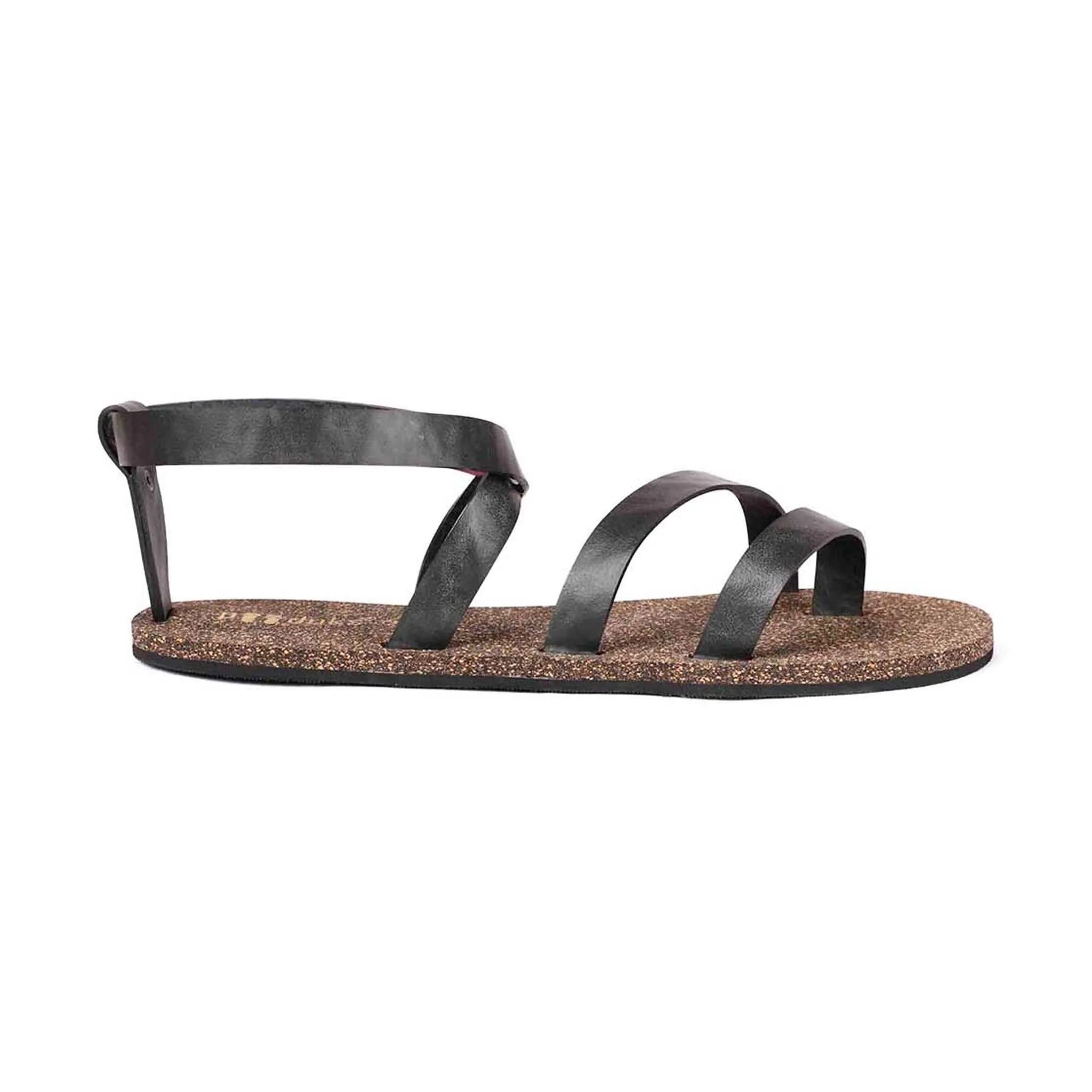 Paaduks Zee Slingback Cork Sandals for Women (Black)