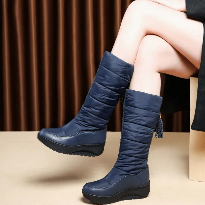 Platform Flat Round Toe Mid Calf Boots