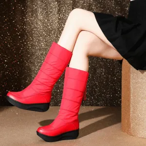 Platform Flat Round Toe Mid Calf Boots