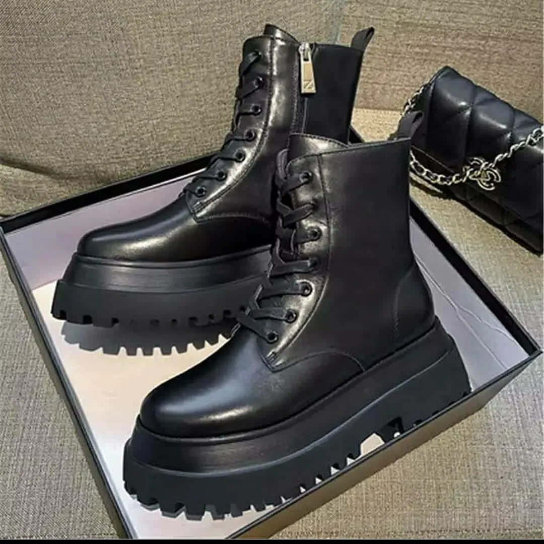 Platform Leather Ankle Boots
