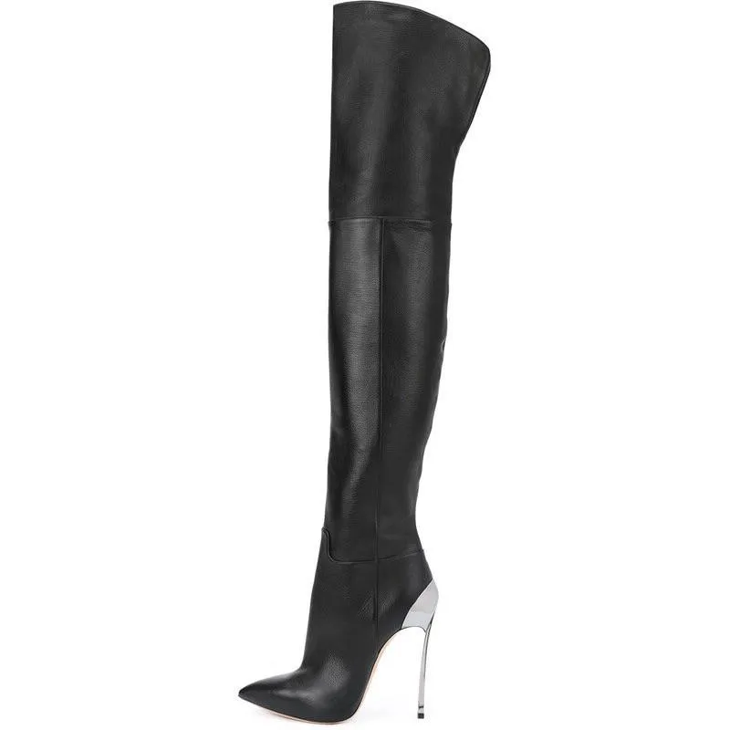 Pointed wine cup and thin heel fashion boots