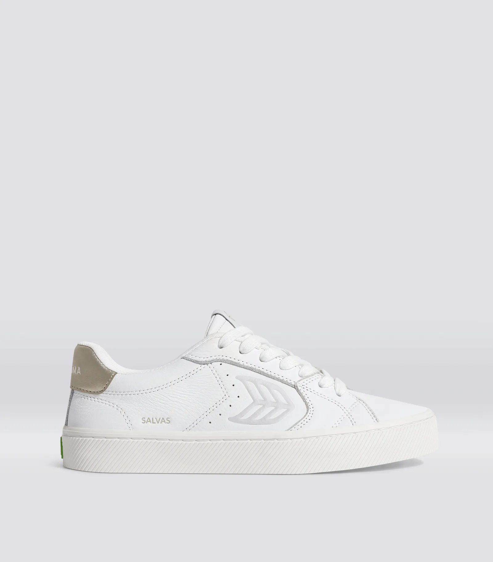 SALVAS White Premium Leather Ice Logo Metallic Gold Sneaker Women