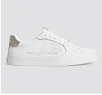 SALVAS White Premium Leather Ice Logo Metallic Gold Sneaker Women