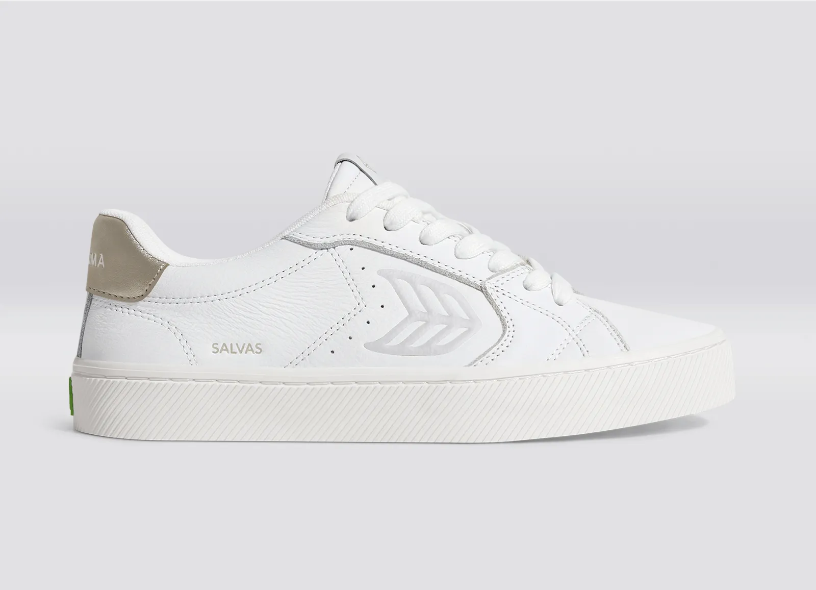 SALVAS White Premium Leather Ice Logo Metallic Gold Sneaker Women