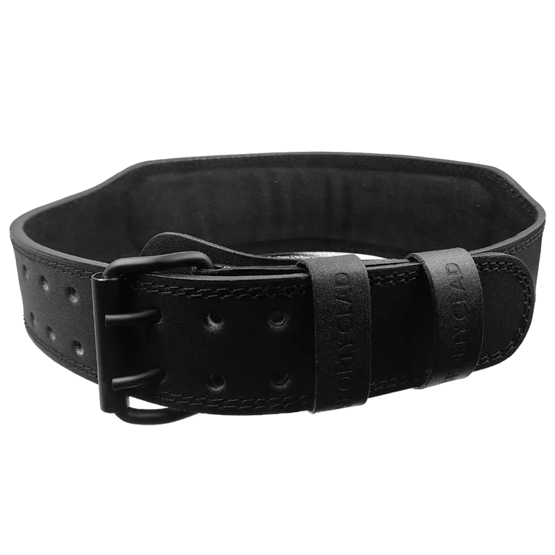 SC 4 inches Black Leather Weightlifting Fitness Gym Belt