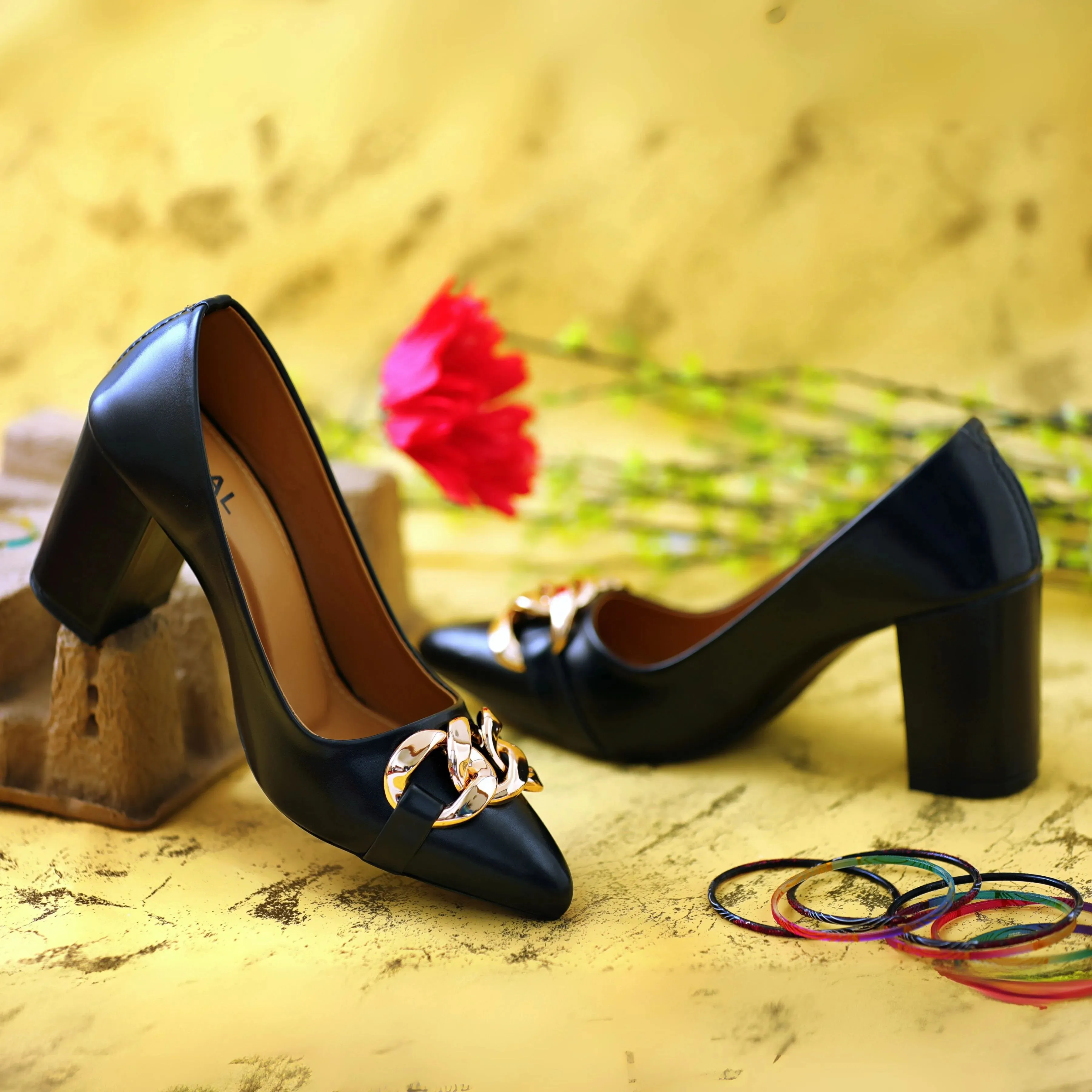 Shackle-II Black women court shoes