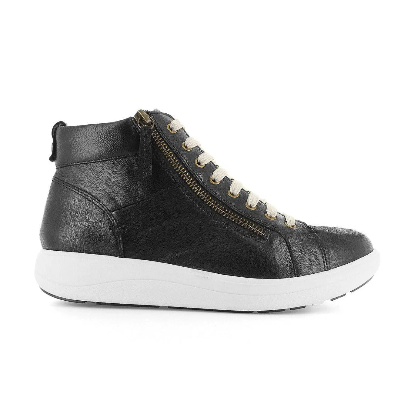 Strive Kensington Ladies Black Leather Arch Support Zip & Lace Ankle Boots