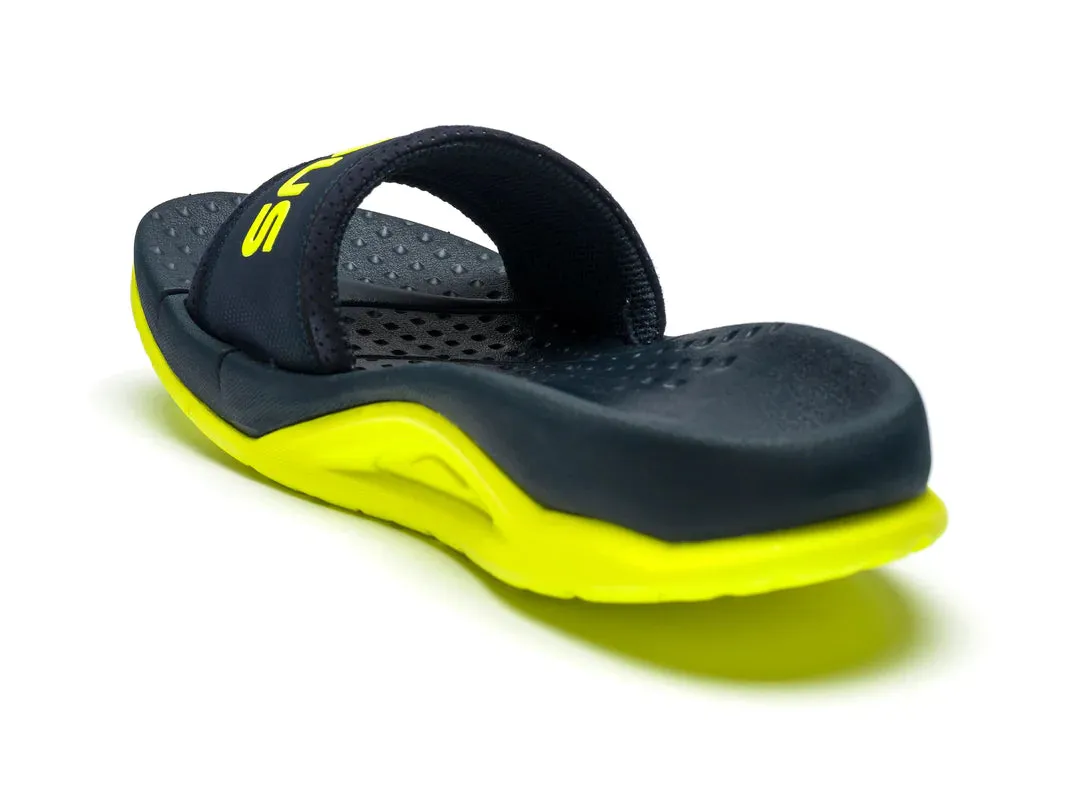 VELOUS Unisex's Laguna Slide - Navy/Neon Yellow
