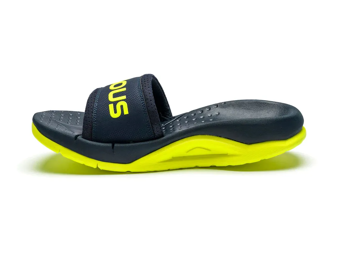 VELOUS Unisex's Laguna Slide - Navy/Neon Yellow