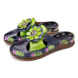 Vintage Printed Handmade Flat Shoes Sandals