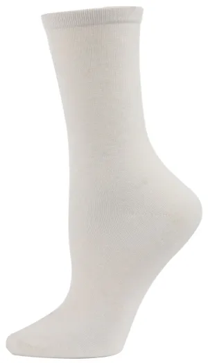 Women's Cashmere Flatknit Crew Socks -Ivory