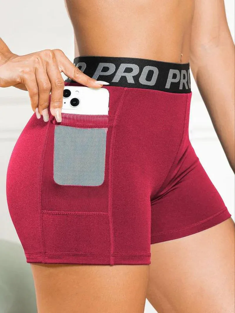 Women’s High-Waist Gym Shorts – Sporty Summer Workout Leggings with Mesh Pockets