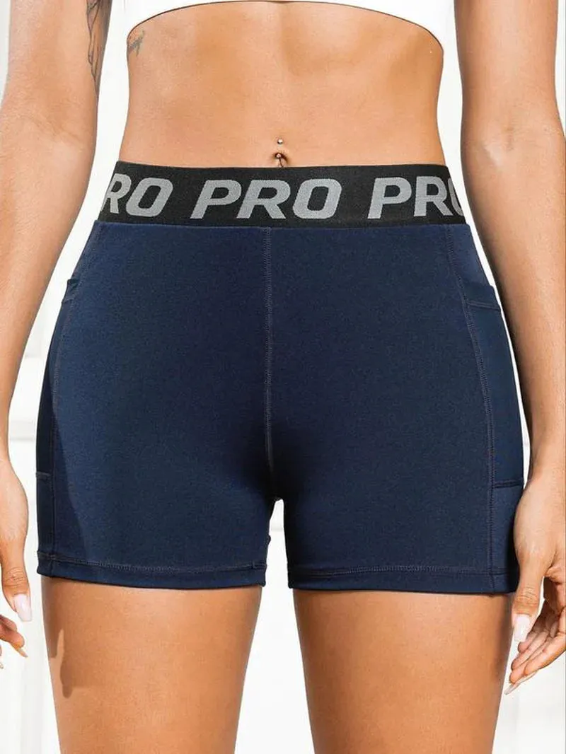 Women’s High-Waist Gym Shorts – Sporty Summer Workout Leggings with Mesh Pockets