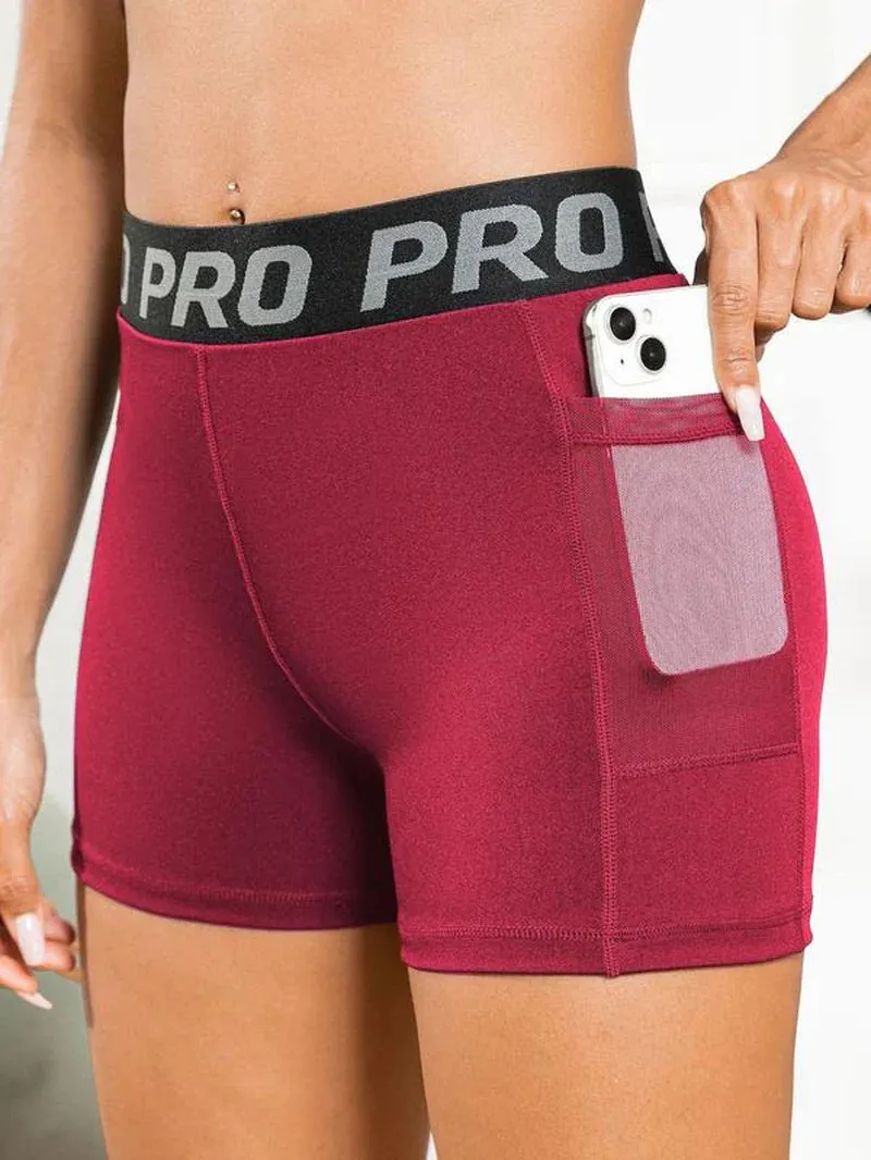 Women’s High-Waist Gym Shorts – Sporty Summer Workout Leggings with Mesh Pockets