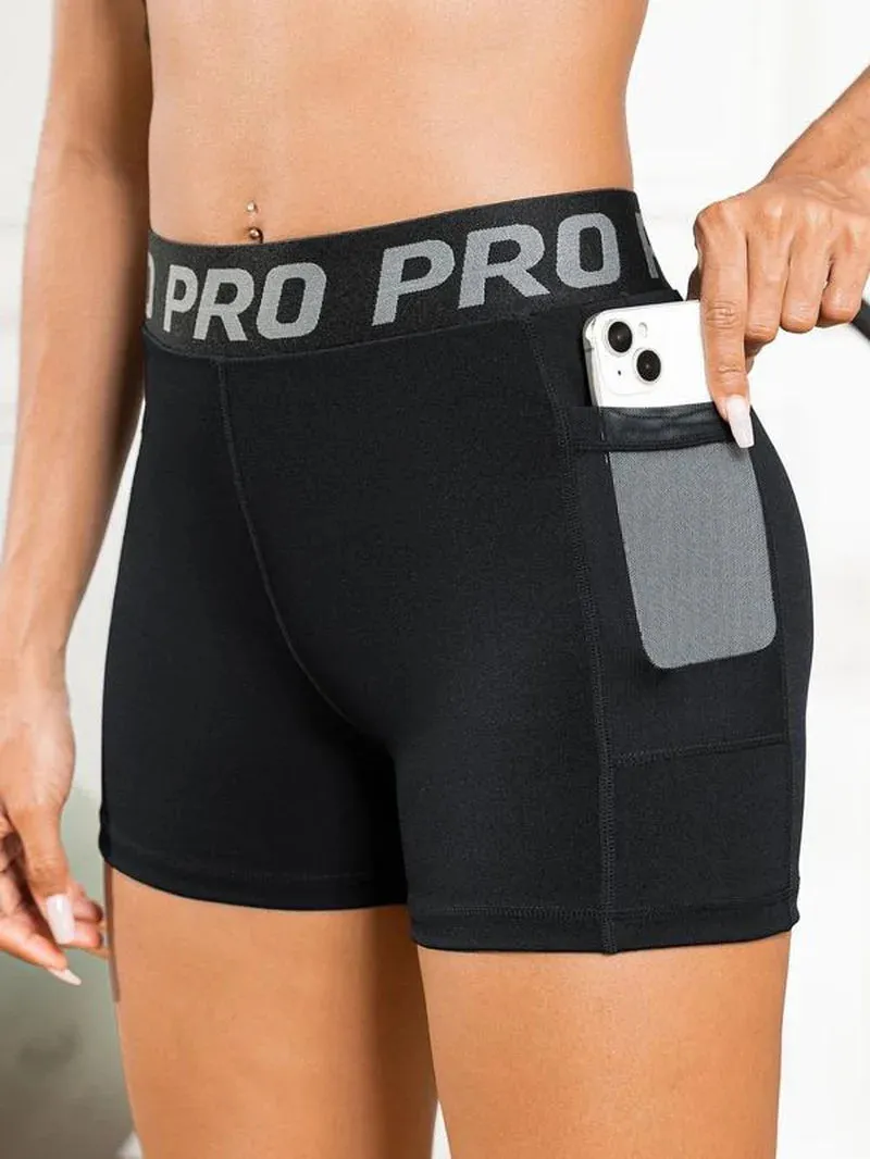 Women’s High-Waist Gym Shorts – Sporty Summer Workout Leggings with Mesh Pockets