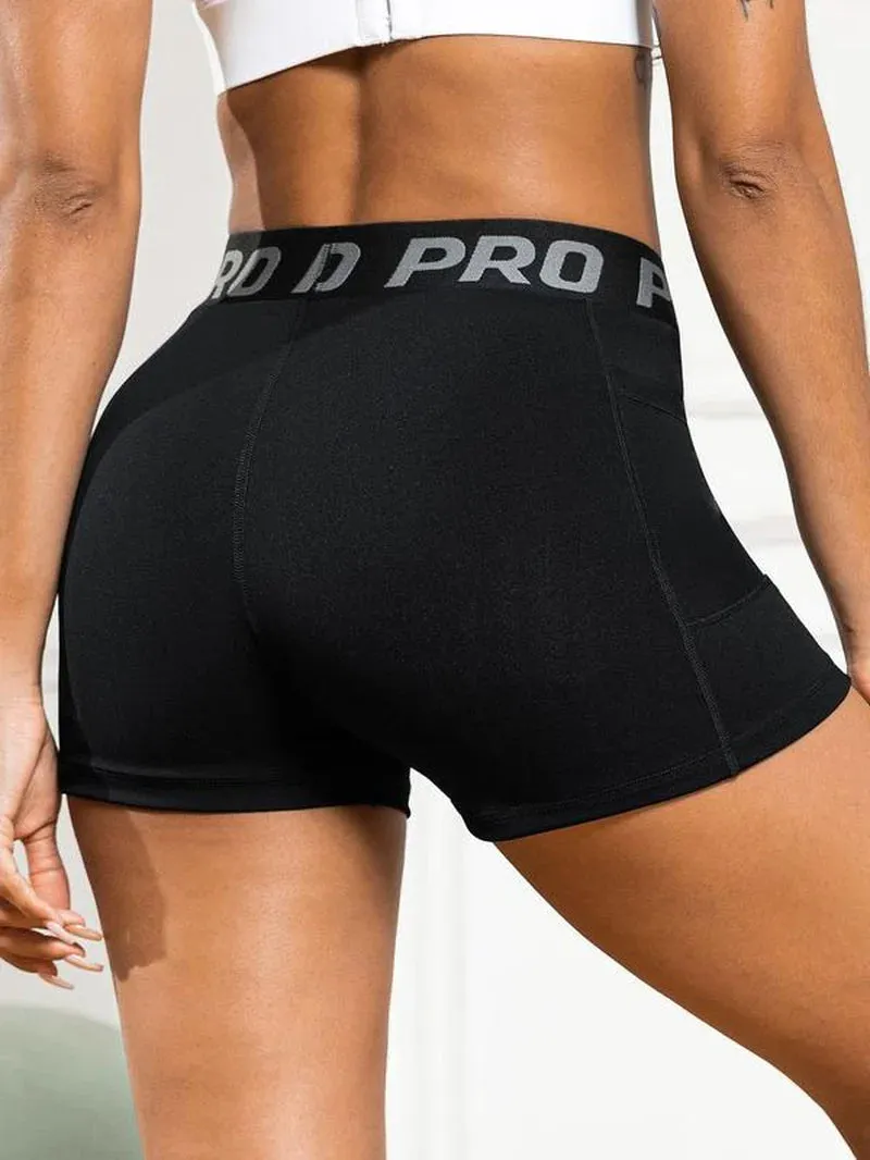 Women’s High-Waist Gym Shorts – Sporty Summer Workout Leggings with Mesh Pockets